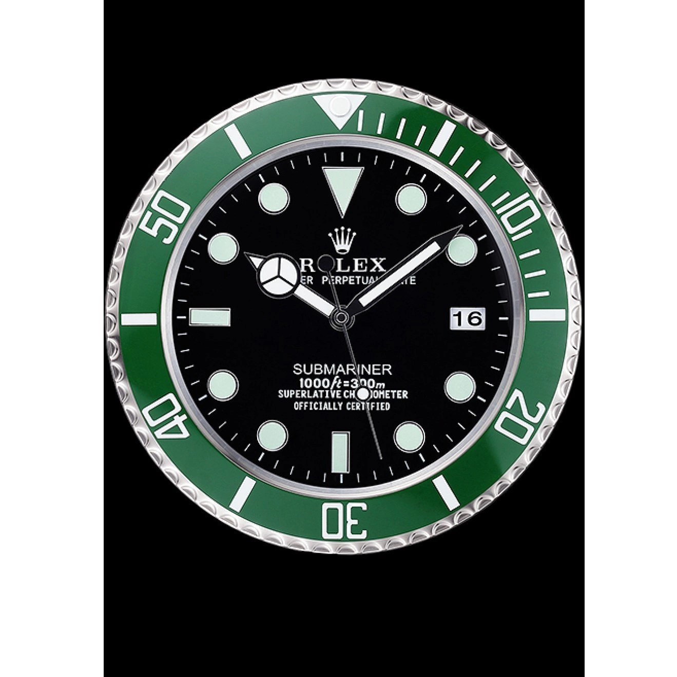 Rolex copies cheap Silver-Green Wall Clock 621912 Rolex Submariner 0819